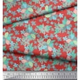 thumbnail image 3 of Soimoi Orange Rayon Fabric Leaves & Periwinkle Floral Printed Fabric 1 Yard 56 Inch Wide, 3 of 3