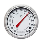 Infinity Instruments 12-Inch Round Analog Outdoor Patio Thermometer, Silver