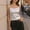 Silver, variant on Two Tone Sleeveless Camisole Top Glossy Performance Wear Fashionable Strapless Bustier For Stage Outfits Ladies Tank Tops Black S