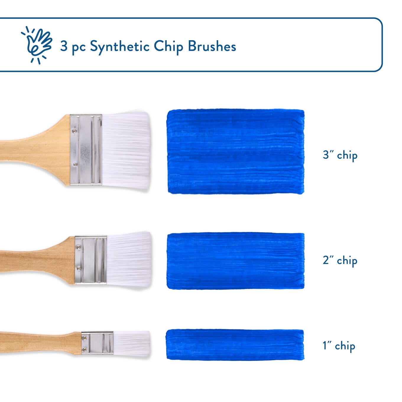 (3 pack) Hello Hobby 3 Piece White Chip Brush Set