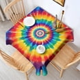 thumbnail image 2 of Colorful Rainbow Tie Dye Spiral Pattern Square Tablecloth,Waterproof Square Table Cover,Wipeable Spillproof Washable Table Cover for Home Kitchen Party Decor 60"x60"(152x152cm), 2 of 6