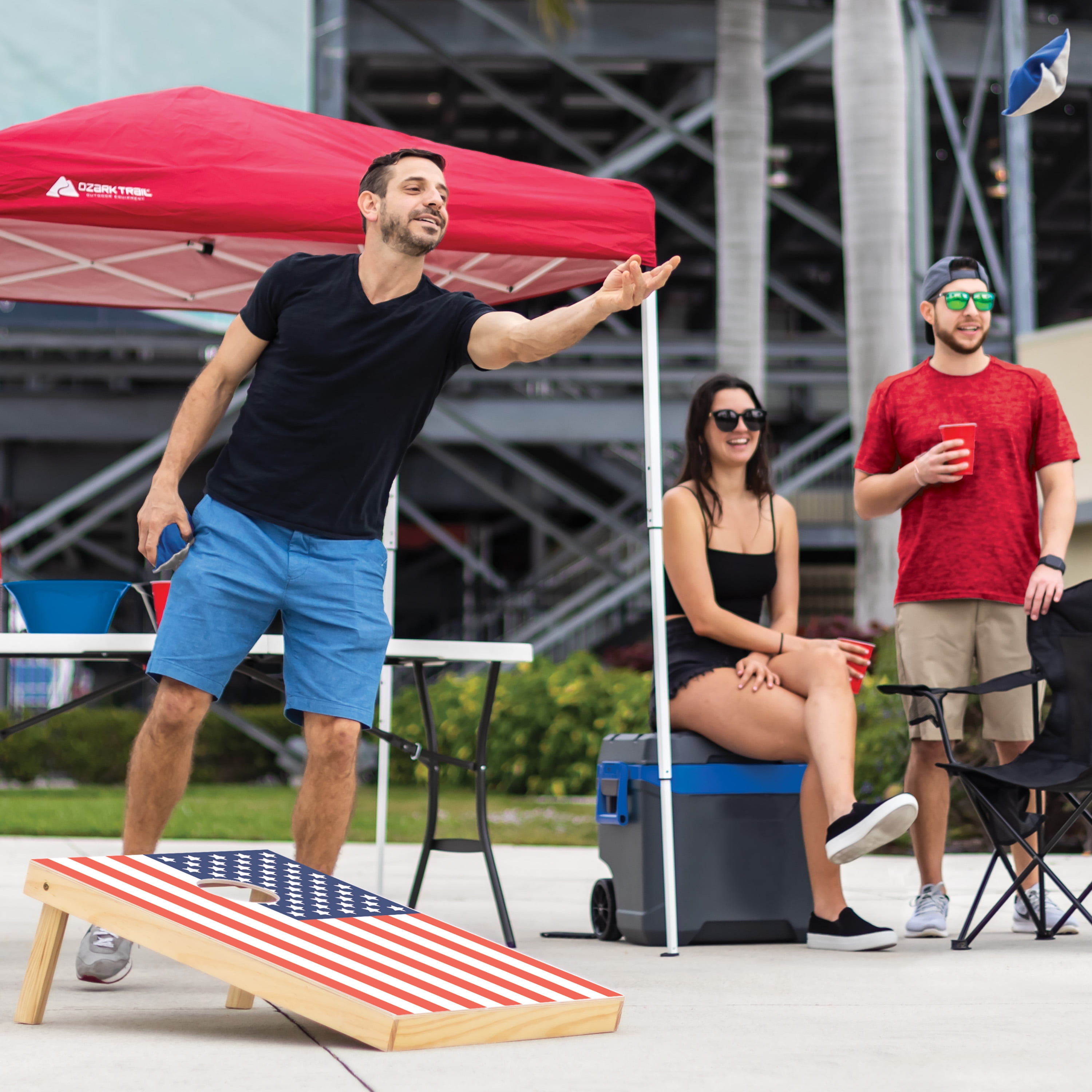 EastPoint Sports 2' x 3' USA Flag Cornhole Boards - Bean Bag Toss Set with 8 Bean Bags