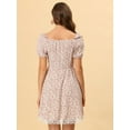 thumbnail image 4 of INSPIRE CHIC Vestido Evasé Con Panel De Encaje Y Manga Farol Con Cuello Cuadrado Floral Para Mujer Beige XL, 4 of 5