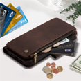 thumbnail image 4 of PU Leather Wallet Case for Motorola Moto G Play 2025 6.8",9-Card Holder, Zipper Bills Slot, Magnetic Shoulder Strap & Wristlet Cover,Brown,For Moto G Play 2025, 4 of 9