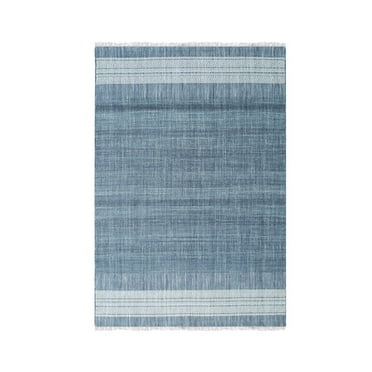 EORC Blue  Hand-Knotted Wool Modern HANDLOOM Flat Weave DURRIE Rug, 6' x 9'