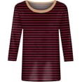thumbnail image 3 of 3/4 length sleeve womens tops Summer Trendy Dressy Casual T-Shirt Round Neck Cute Tunic Tops Basic Tees Blouses Fall Fashion Clothes, 3 of 4