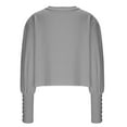 thumbnail image 5 of yoeyez Puff Long Sleeve Shirts for Women Casual Crewneck Waffle Knit Blouse Tops Split Button Cuffed Crop Pullover Shirts Gray XL, 5 of 6