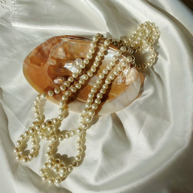Pearl Necklace 1950s Faux Pearl Double Strand Necklace Butter