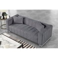 thumbnail image 6 of Pemberly Row 2-PC Living Room Furniture Velvet Fabric Sofa+Armchair Set-Gray, 6 of 9