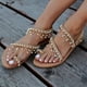 thumbnail image 2 of Sandalias de gladiador planas con diamantes de imitación y perlas bohemias para mujer, zapatos de vestir con anillo en el dedo del pie Xemadio LRWJ592-2, 2 of 4