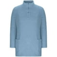 thumbnail image 4 of Fiaer Quarter Zip Pullover Women Plus Size Long Sleeve Long Sweatshirts Warm Loose Fit Solid Pocket Tops Blue L, 4 of 5