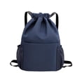 thumbnail image 3 of Mochila con cordón Mochila informal con correas ajustables para los hombros Mochila de gran capacidad Azul, 3 of 8