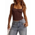 thumbnail image 2 of Women'S Square Neck Sleeveless Tank Tops Basic Tight T Shirts Coffee White Spots XS, 2 of 9