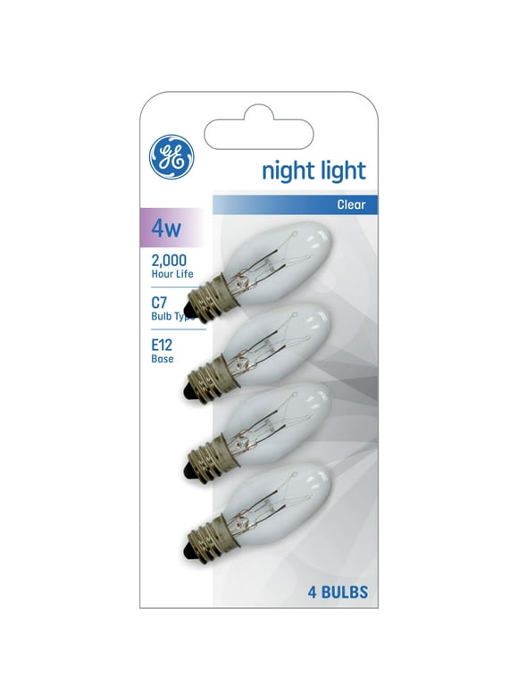 GE Incandescent Light Bulbs, 4 Watts, C7 Bulbs, Small Base, 4pk