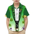 thumbnail image 6 of LEKWK Boys St. Patrick's Day Shirt Faux Suit Vest Graphic Short Sleeve Button Down Top Irish Festival Performance Wear, 6 of 9