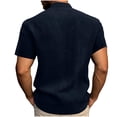 thumbnail image 5 of GrmtClth Men's Henley Cotton Linen Shirts Short Sleeve Casual Shirts Button Down Shirts Trendy Summer Beach Vacation Tops Navy XL, 5 of 6