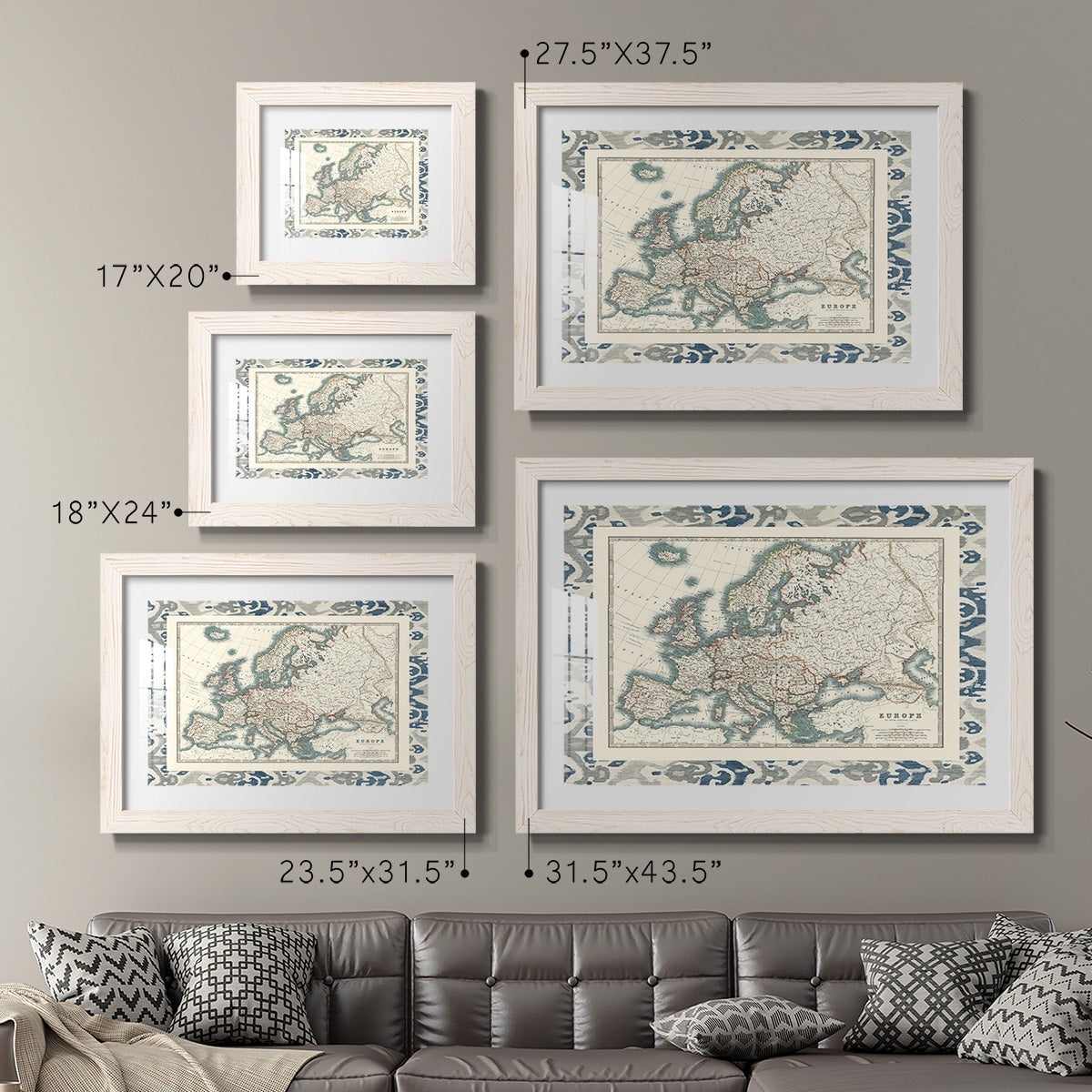 Bordered Map of Europe-Premium Framed Print - Ready to Hang