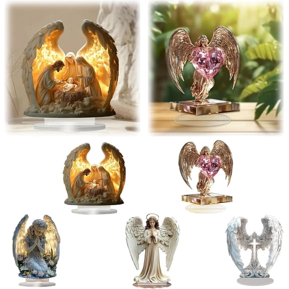 Gorgeous Angel Wings Cross Decoration,2D Acrylic Finely Detailed Wings Gracefully Wrap Around The Cross, Elegant Boho Style, Premium Acrylic Material, 2026 (B)