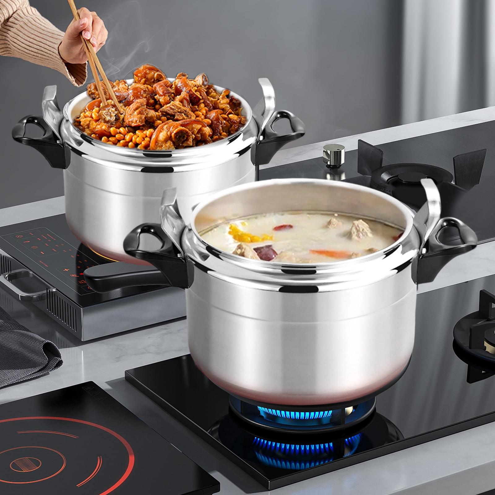 3L Mini Pressure Cooker Aluminum Alloy Lightweight Portable Flat Bottom Pot With Secure Handles For Efficient Home Cooking