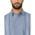 thumbnail image 5 of Havanera Men's and Big Men's Yarn Dyed Panels Short Sleeve Linen Cotton Button-Down Shirt, Sizes S-5XL, 5 of 8