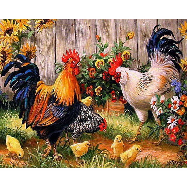 Wdftyju DIY pintura por números lienzo pollo pintado a mano aceite para colorear dibujo Kit para el hogar Wdftyju 3xt9kb0lf3sr1jp4