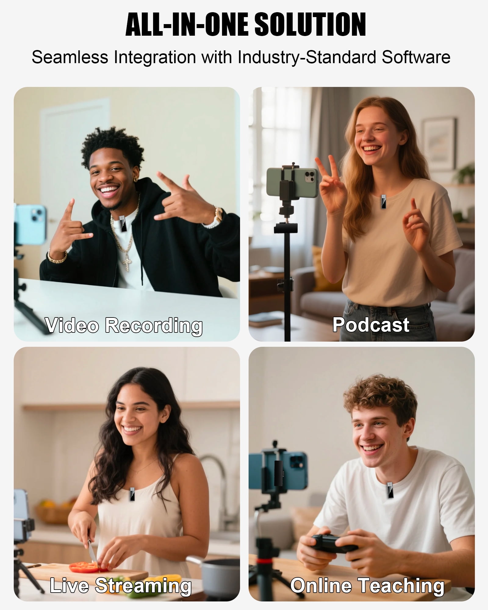 Wireless Lavalier Microphone for Android and iPhone 17/15/16 Series, Lapel Mic with All-in-One 24H Charging Case, Noise Reduction, Play Clip Mic for Video Recording,YouTube, TikTok, Podcast, Vlog