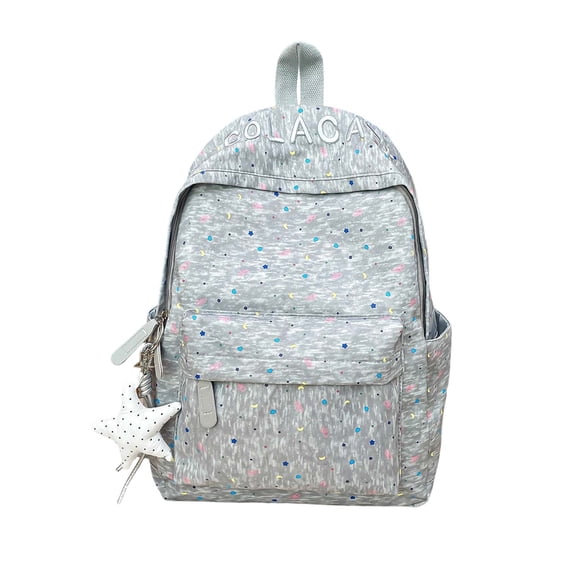 Polka Dot Backpack with Star Charm, Breathable Back Panel, Spacious Interior, Lightweight Daypack for Daily Activities and Fashion Look
