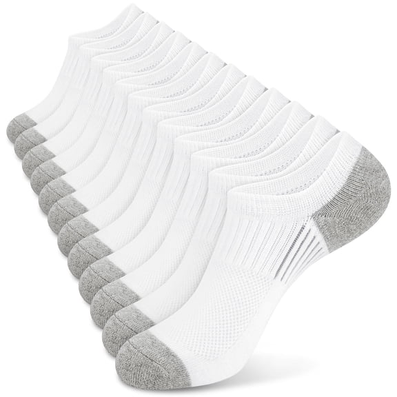 Loritta 12 Pairs No Show Socks Womens Low Cut Athletic Running Cushioned Invisible Non Slip Socks, Size 8-10