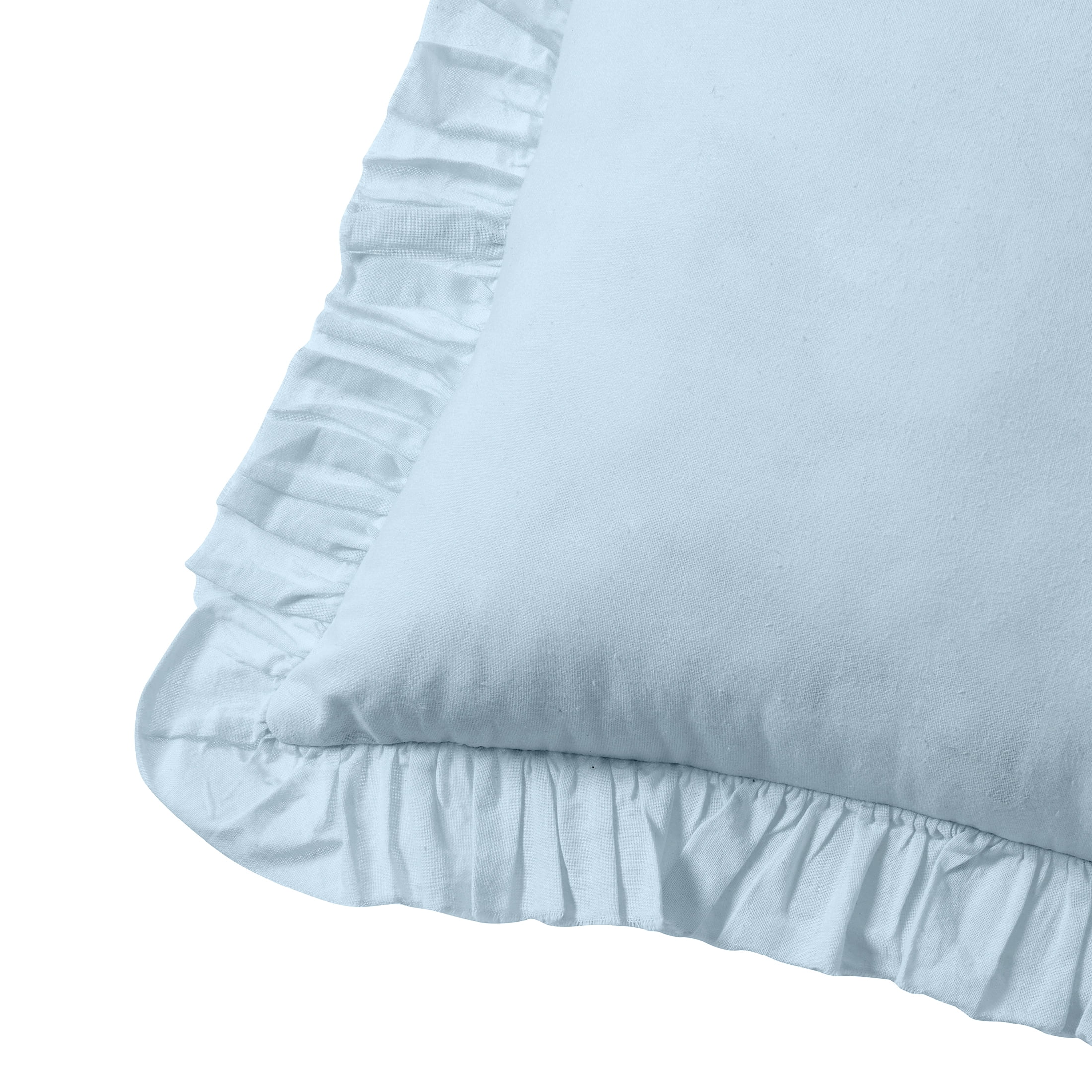 My Texas House 18" x 18" Blue Ruffle Cotton Decorative Pillow