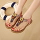 thumbnail image 5 of Sandalias de verano para mujer, estilo bohemio, con diamantes de imitación, planas, con separadores de dedos, 5 of 5