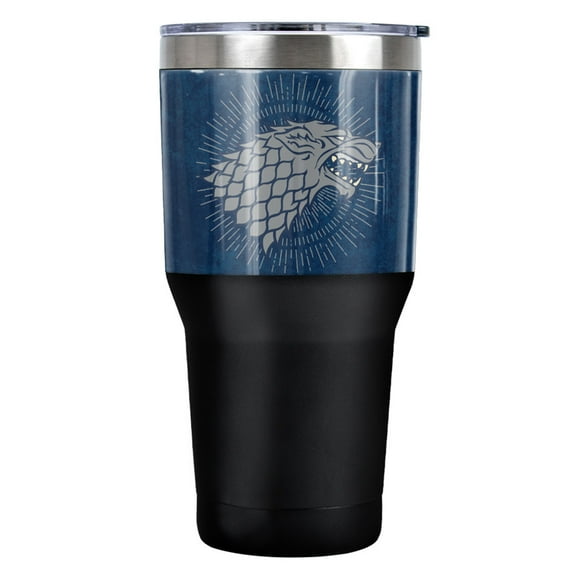 Game of Thrones Stark Sigil Stainless Steel Tumbler 30 oz Coffee Travel Cup, Vacuum Insulated & Double Wall with Leakproof Sliding Lid