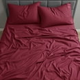 thumbnail image 6 of Nestl Full Size Sheets Set, 1800 Series Deep Pocket Bed Sheets Full 4 Piece, Luxury Soft Microfiber Full Sheets Sets, Burgundy Red, 6 of 10