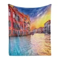 thumbnail image 3 of Manta de franela suave con vista a la antigua calle mediterránea con casas de piedra en la ciudad rural de Italia para regalo de adultos, 3 of 5