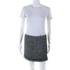 Pre-owned|Rebecca Minkoff Womens Zip Closure Zig Zag Mini Skirt White Black Wool Size 4