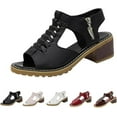thumbnail image 7 of Funfany Womens Orthotic Sandals, Funfany Peep Toe Cutout Zipper Chunky Heeled Sandals, 7 of 7
