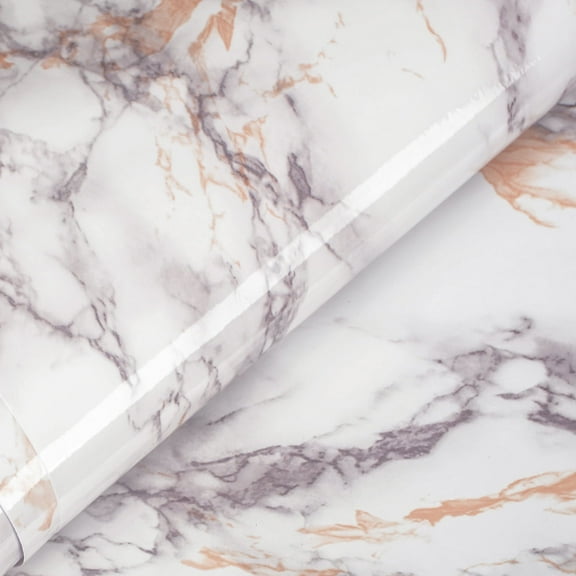 AbaBoorty 78.8" x15.8" White Brown Marble Contact Paper Glossy Marble Wallpaper Peel and Stick Countertops for Kitchen Bathroom Counter top Stick Paper Granite Self Adhesive Waterproof Wallpaper