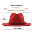 thumbnail image 4 of Yigetop Fedora Hats for Men Womens Classic Wide Floppy Panama Hat Belt Buckle Wool Fedora Hat Felt Hats for Women Red One Size, 4 of 9