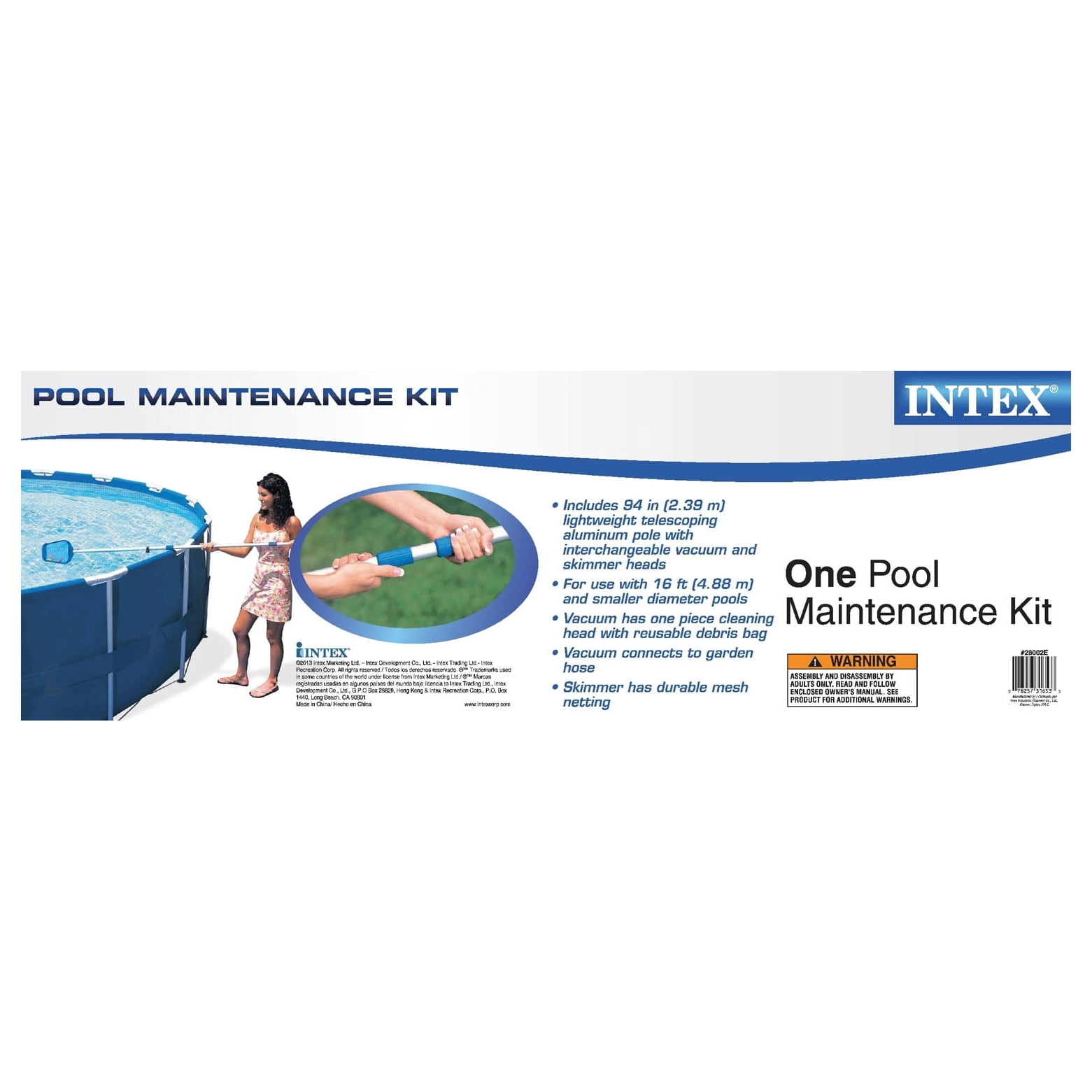 Intex Swimming Pool Maintenance Kit with Vacuum and Pole & 10’ Round Pool Cover