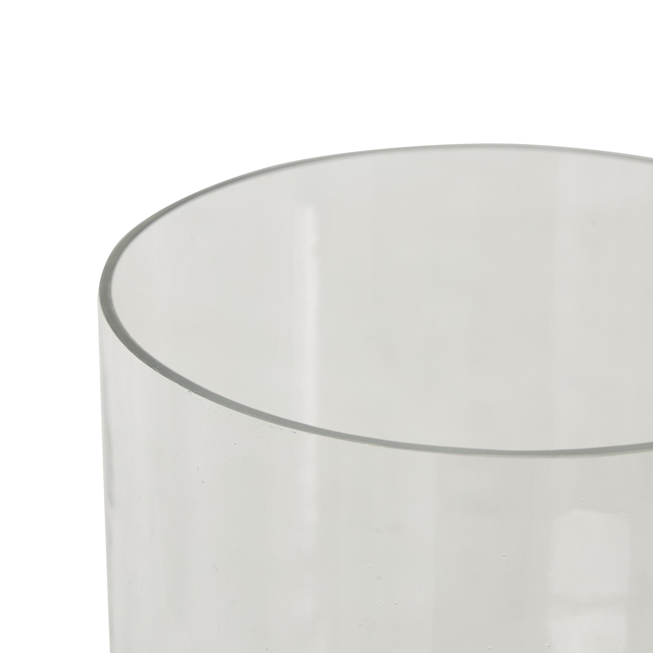 DecMode Glass Wide Candle Holder with Elevated Base