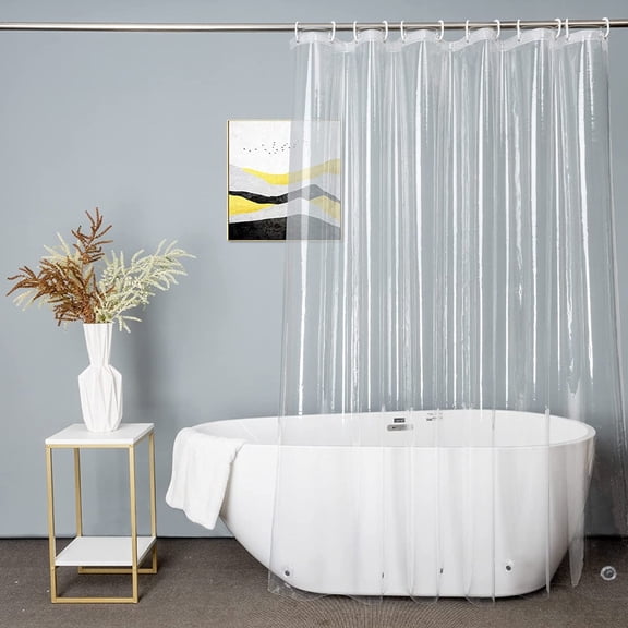 Shower Curtain Liner Waterproof 90x200cm, Bathroom Partition Curtain with Hooks Mildew Resistant