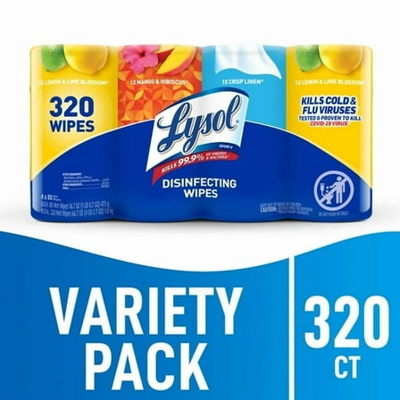 Lysol® Disinfectant Wipes Bundle, Multi-Surface Antibacterial Cleaning Wipes, For Disinfecting & Cleaning, 320 count