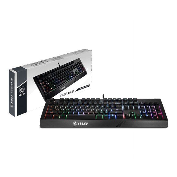 MSI Vigor GK20 US Gaming Backlit RGB Dedicated Hotkeys Anti-Ghosting Water Resistant Gaming Keyboard