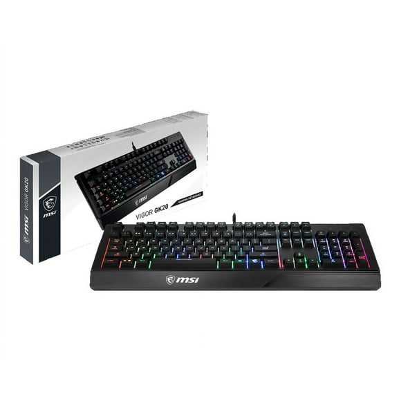 MSI Vigor GK20 US Gaming Backlit RGB Dedicated Hotkeys Anti-Ghosting Water Resistant Gaming Keyboard