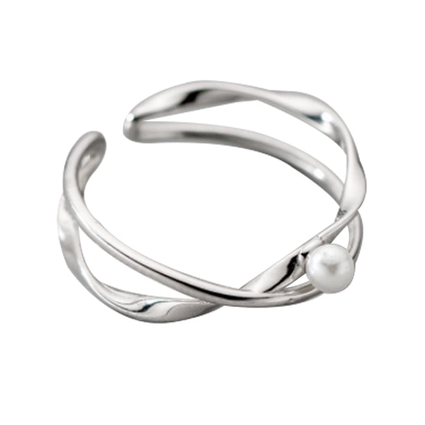 Sonducket Anillo de apertura para mujer, decoración de perlas geométricas de Metal, anillos de moda, decoraciones para novia, joyería para mujer, Ropa, zapatos y accesorios Miscelánea Plata Sonducket AP016138-02