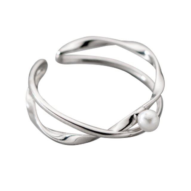 Jumpingount Anillo de apertura para mujer, decoración de perlas geométricas de Metal, anillos de moda, decoraciones para novia, joyería para mujer, Ropa, zapatos y accesorios Miscelánea Plata Jumpingount AP016138-02