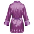 thumbnail image 3 of Women's Satin Robe Women's Nightgown ​Long Robe Nightwear Women Set Underwear Satin Pajama Coat Women Long Loose Robes Satin Robe for Women Purple1 Xl, 3 of 5