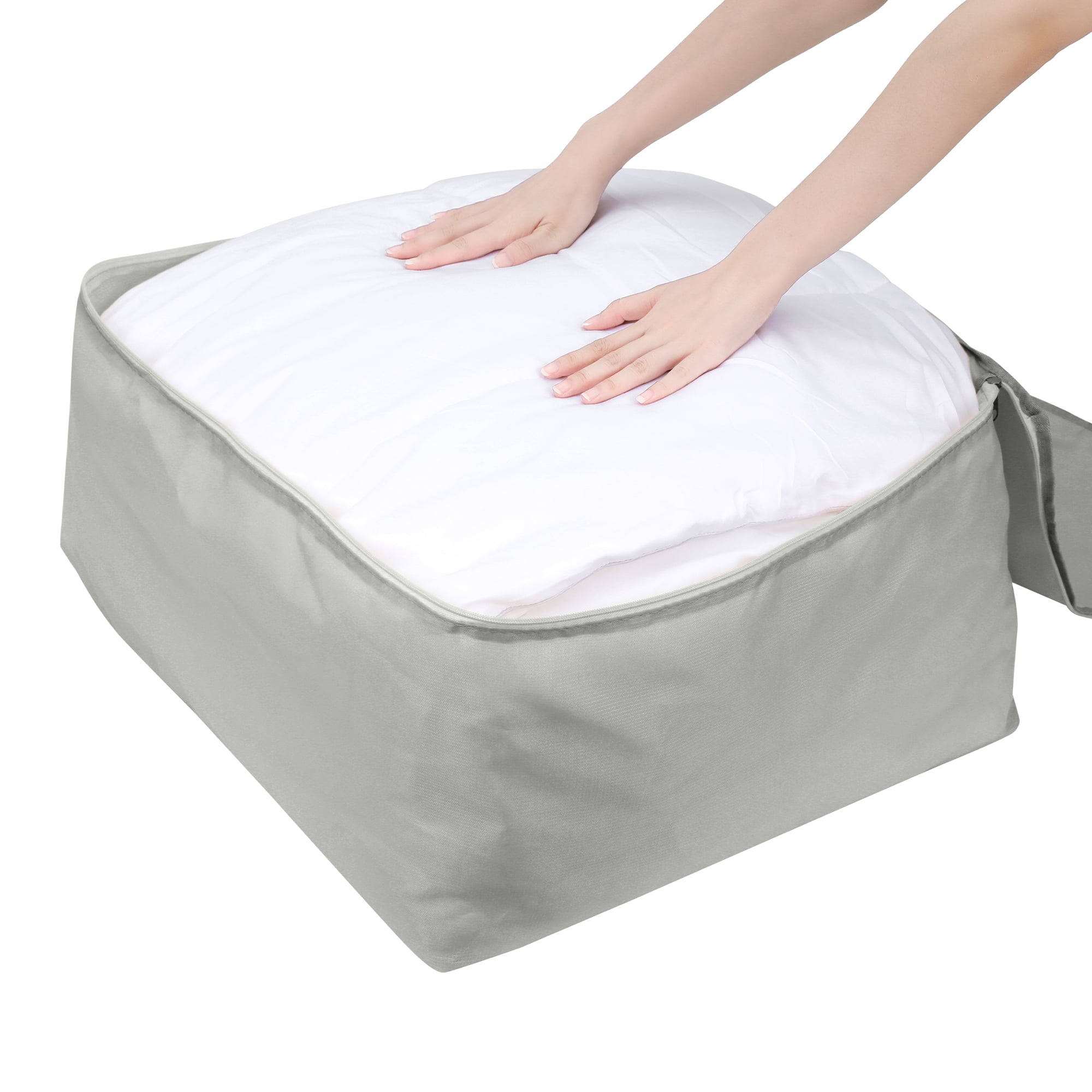 Unique Bargains Foldable Clothes Storage Bags with Handles Grey 23.5*19.5*11in