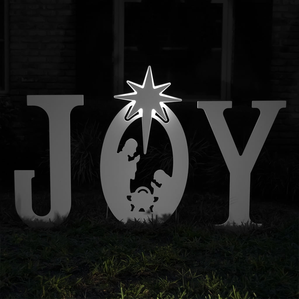 Teak Isle Outdoor Nativity Set | Weatherproof Joy Nativity Outdoor