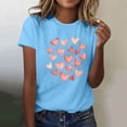 thumbnail image 2 of Camiseta de Manga Corta de Cuello Redondo con Patrones de Corazón de Moda de las Mujeres para Diario, Fiesta, Primavera Y Verano, 2 of 5