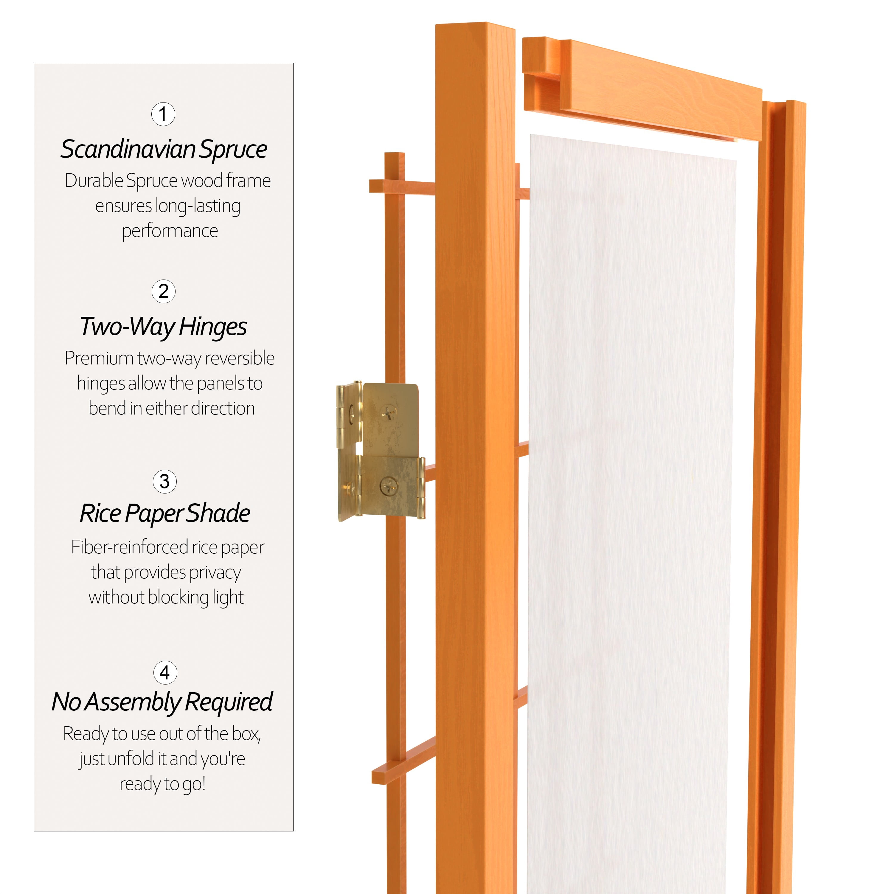 2 ft. Tall Desktop Window Pane Shoji Screen - Honey - 3 Panels